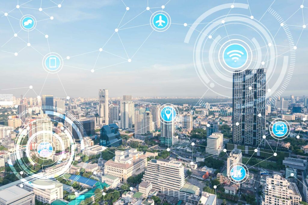 Stadt mit IT-Elementen